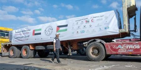 دخول 5 قوافل إماراتية إلى قطاع غزة تحمل 980 طنًا من المساعدات الإغاثية - المدينة برس