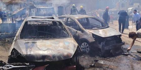 حريق يلتهم 4 سيارات داخل جراج أسفل الطريق الدائري بالقليوبية (صور) - المدينة برس