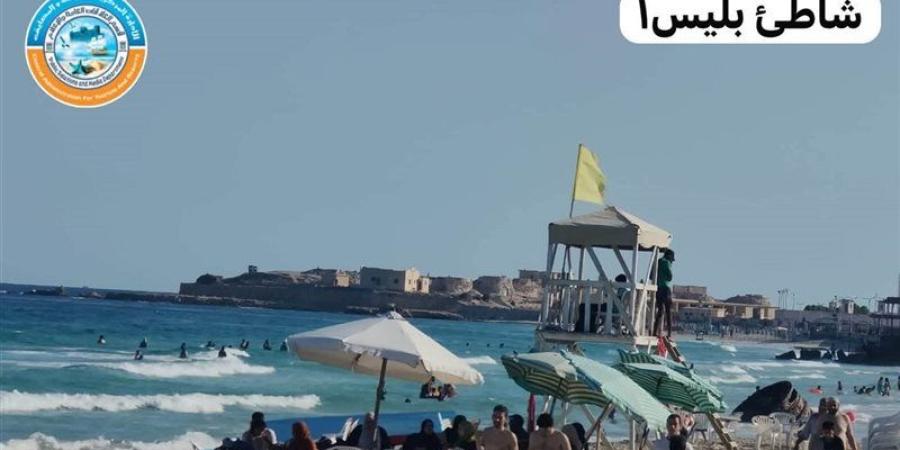 إقبال متوسط على شواطئ الاسكندرية ورفع الرايات الحمراء والصفراء - المدينة برس